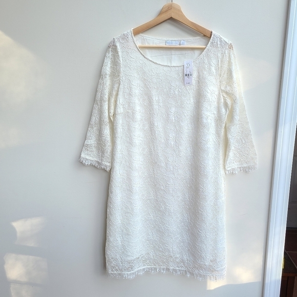Cream Lace Shift Dress ~ NWT - Picture 1 of 10